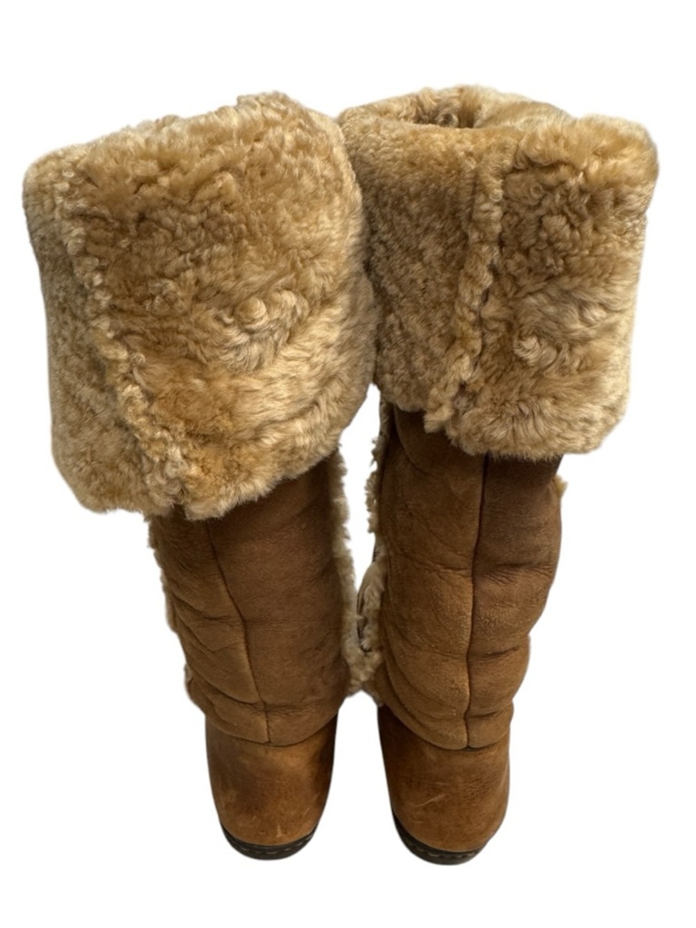 Born Shearling Leather Tall Boots Brown Winter Cozy Fold Over Size US 6 - Picture 6 of 10